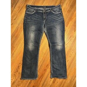 Silver Jeans Women's 24x35 Suki Flap 17" Blue Stretch Denim Jeans